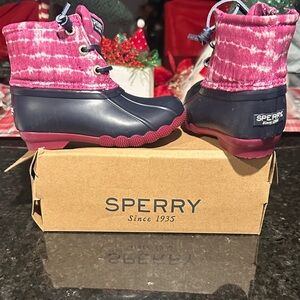 Sperry Kids Fuchsia and Navy Rain Boots